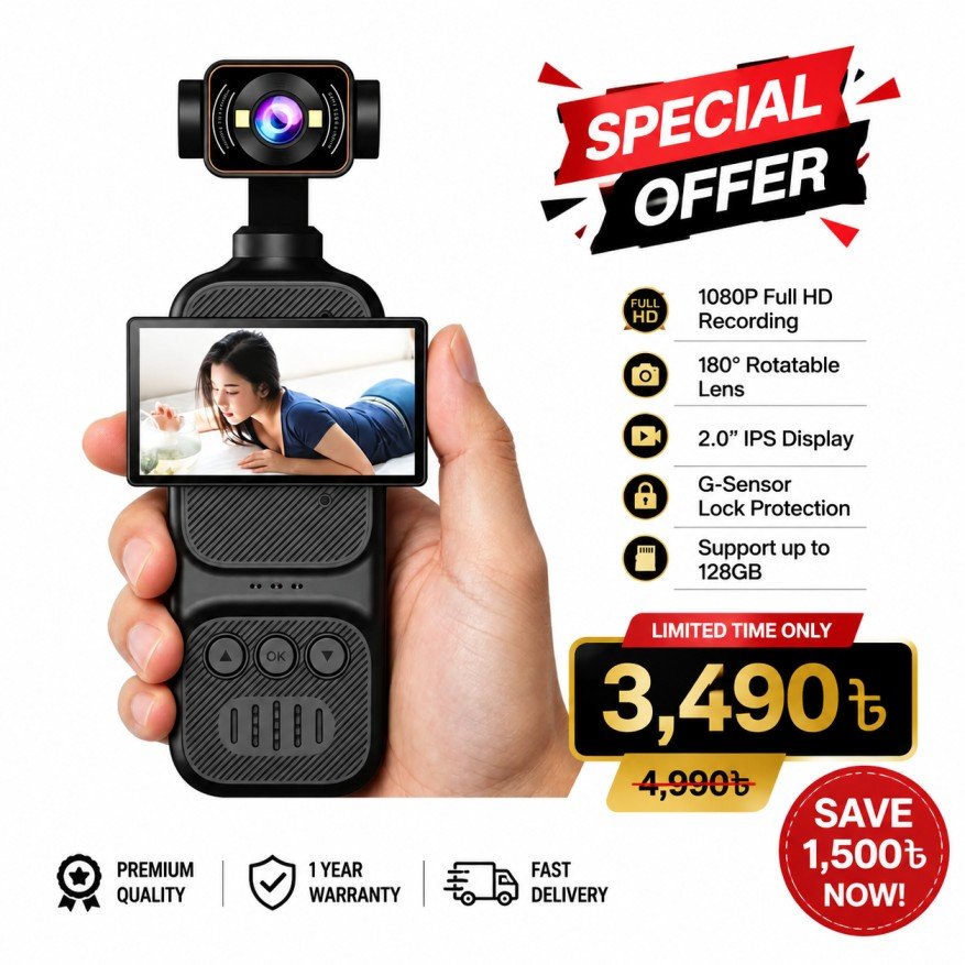 DV07S Pocket Camera | HD Anti-Shake Vlog Camera